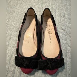 Libby Edelman Black and Burgundy Flats with bows